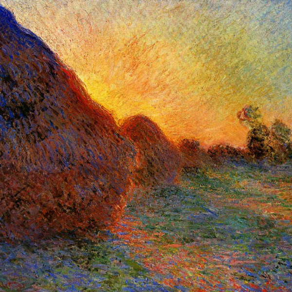 Monet haystacks at sunset 1890