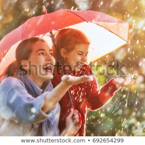 Happy funny family red umbrella 450w 692654299