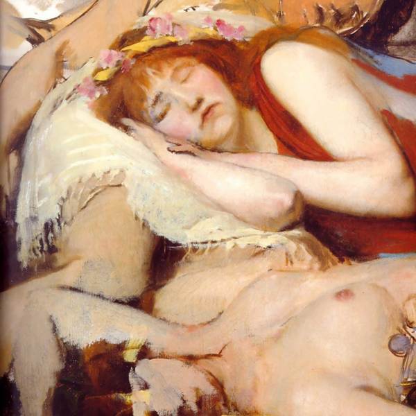 Alma tadema      exhausted maenides after the dance (detail  unfinished)