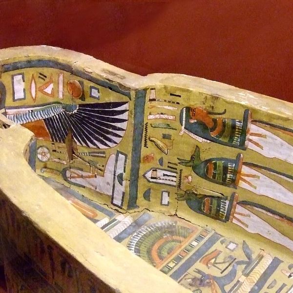 Elaborately painted wood sarcophagus of the chantress of amun re dynasty 22 egypt 255684601